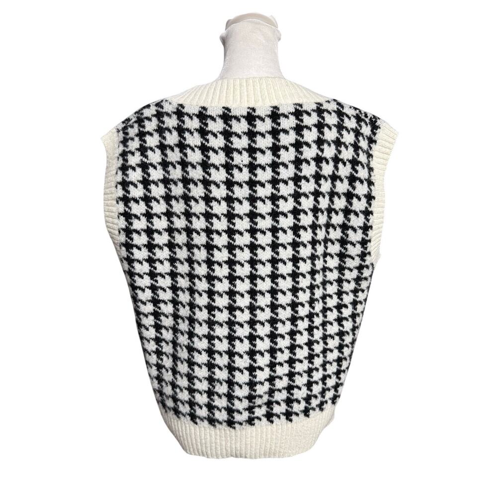 Pink Lily Black White Houndstooth Sweater Vest Preppy Academia Small - Picture 3 of 10